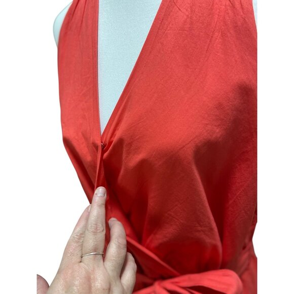 Jessica London Cotton Faux Wrap Dress Melon Size 20W Summer Boho Vacation Beach - Picture 9 of 14